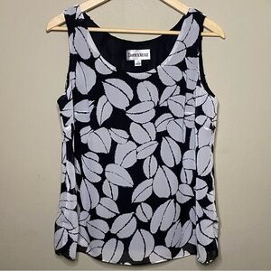 Danny & Nicole Sleeveless Lined Blouse Women Size 12 Black Gray Floral Office